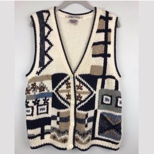 Vintage Soft Handknit Sweater Vest Patchwork